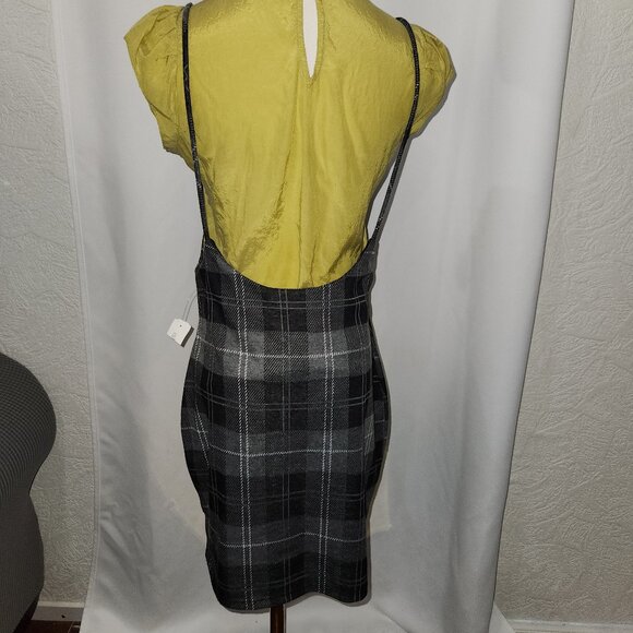 NWT High waisted Plaid Suspender pencil skirt - Picture 3 of 3